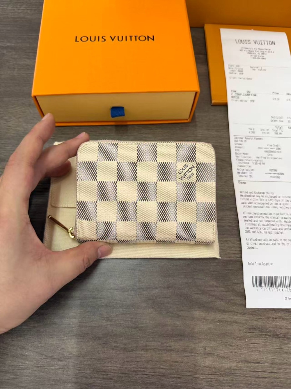Louis Vuitton Damier Azur Small Zipper Wallet - Cream & Light Blue